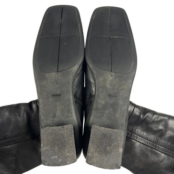 Bally’s Black Leather Black Shearling Lined Tall Block Heel Boots Size 11 - Picture 15 of 15